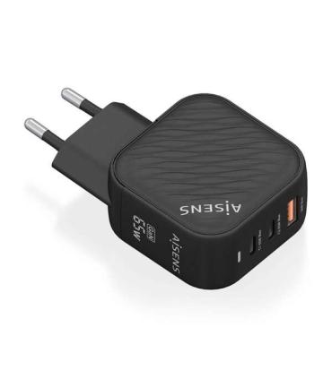 Aisens Cargador GAN 65W - 2xUSB-C PD3.0 QC4.0 - 1xUSB-A QC3.0