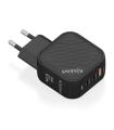 Aisens Cargador GAN 65W - 2xUSB-C PD3.0 QC4.0 - 1xUSB-A QC3.0