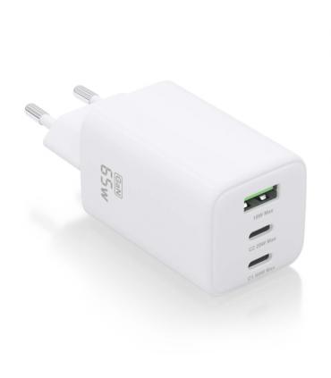 Aisens Cargador Gan USB-C 65W - Alta Eficiencia Energetica - Tecnologia AI - Carga Rapida y Segura - 3 Puertos USB - Compatible.