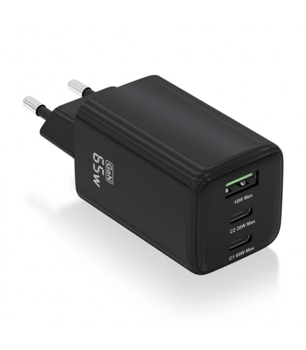 Aisens Cargador Gan USB-C 65W - Alta Eficiencia Energetica - Tecnologia AI para Carga Rapida - Multiples Protecciones de Segurid