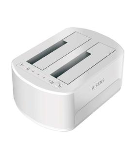 Aisens Estacion de Docking de Doble Bahia ASDS-D02W Sata 2.5/3.5 a USB 3.0/3.1 Gen1 - Clone - Color Blanco