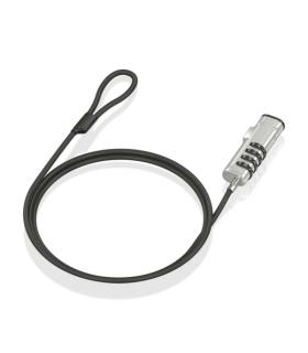 Aisens Cable de Seguridad Nano con Combinacion - Acero Revestido en Vinilo - Compatible con Ranura Nano 2.5x6mm - Cerradura..