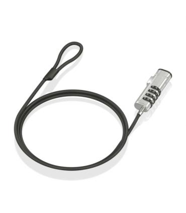 Aisens Cable de Seguridad Nano con Combinacion - Acero Revestido en Vinilo - Compatible con Ranura Nano 2.5x6mm - Cerradura..