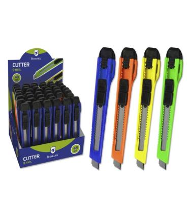 Bismark Cutter Pequeño con Cuchilla de Acero - Sistema de Bloqueo - Retractable e Intercambiable - Colores Surtidos Pack de 48