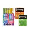 Bismark Expositor de 16 Calculadoras Escolares de 8 Digitos - Funciones Basicas y Memoria - Alimentacion Solar y a Pilas - Color
