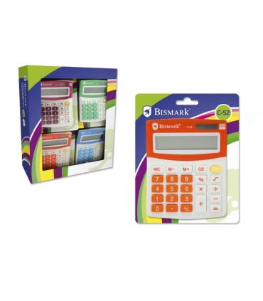 Bismark Calculadora C-52 Escolar de 8 Digitos - Funciones Basicas y Memoria - Alimentacion Solar y a Pilas - Colores Surtidos Al