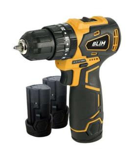 Blim Taladro Percutor a Bateria 12V 2Ah - Motor sin Escobillas - 35Nm Par Maximo - 2 Velocidades 0-400/0-1500rpm - Incluye 2 Bat