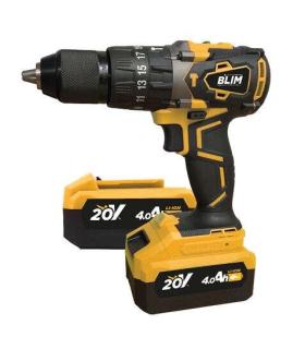 Blim Taladro Percutor a Bateria 20V 4Ah - Motor sin Escobillas - 68Nm Par Maximo - 2 Velocidades 0-500/0-2000rpm - Incluye 2 Bat