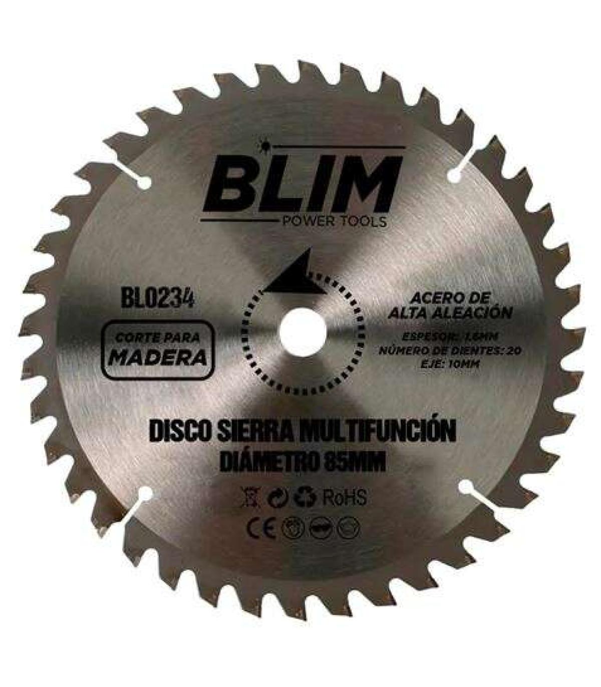Blim Disco Corte de Madera para Sierra Multifuncion 85mm - 20 Dientes con Recubrimiento en Carburo de Tungsteno