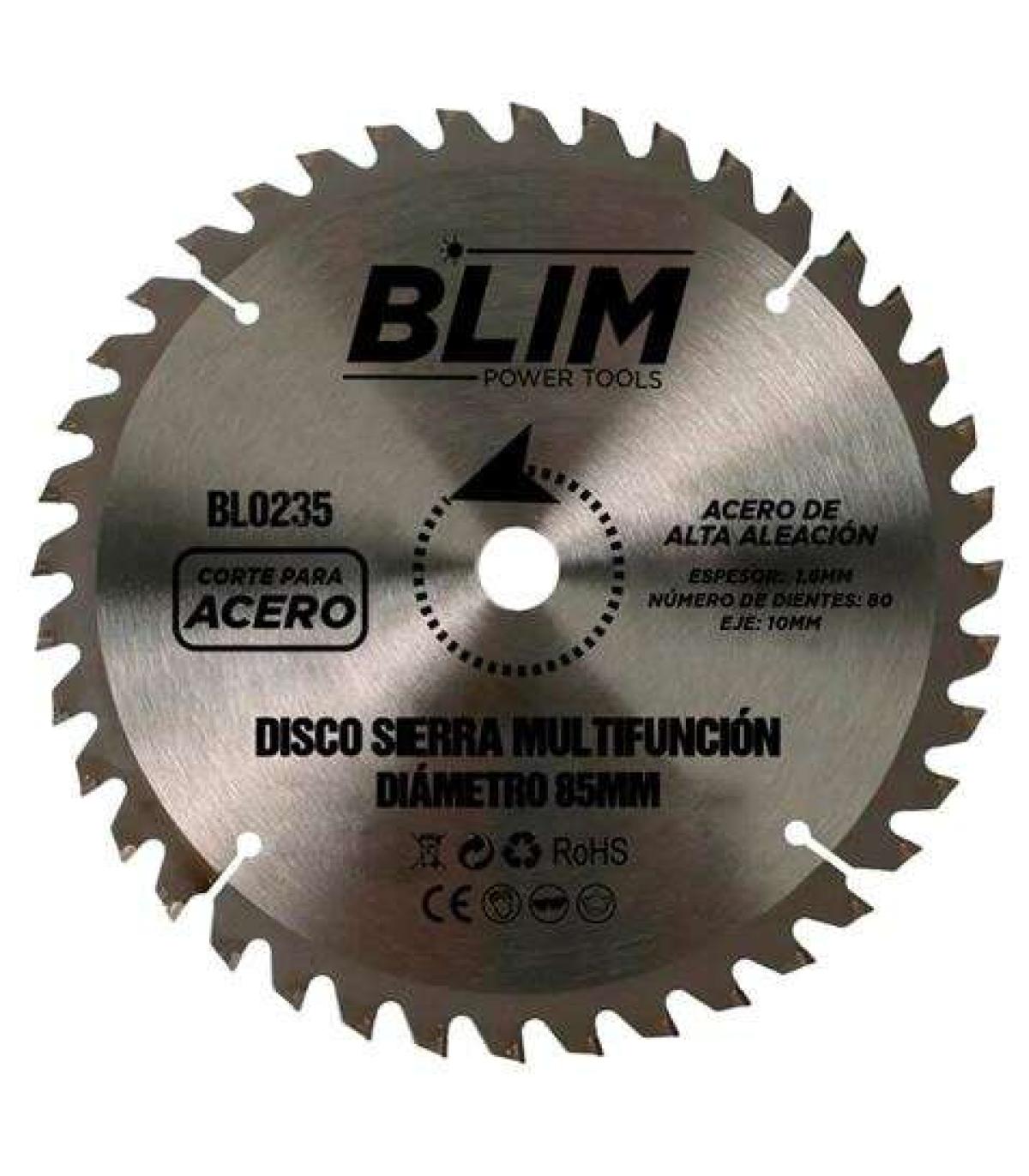 Blim Disco Corte de Acero para Sierra Multifuncion 85mm - 80 Dientes con Recubrimiento en Carburo de Tungsteno