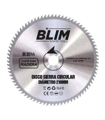 Blim Disco Corte de Madera para Sierra 210mm - 24 Dientes con Recubrimiento en Carburo de Tungsteno