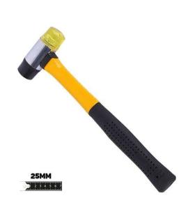 Blim Martillo Antirrebote de Doble Cara de Golpeo - 25mm - Cara de Poliuretano y Nylon - Mango de Fibra de Vidrio - Color Negro