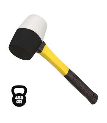 Blim Mazo para Trabajos Delicados - Peso 450 G - Cabeza de Caucho - Mango de Fibra - Color Blanco y Negro