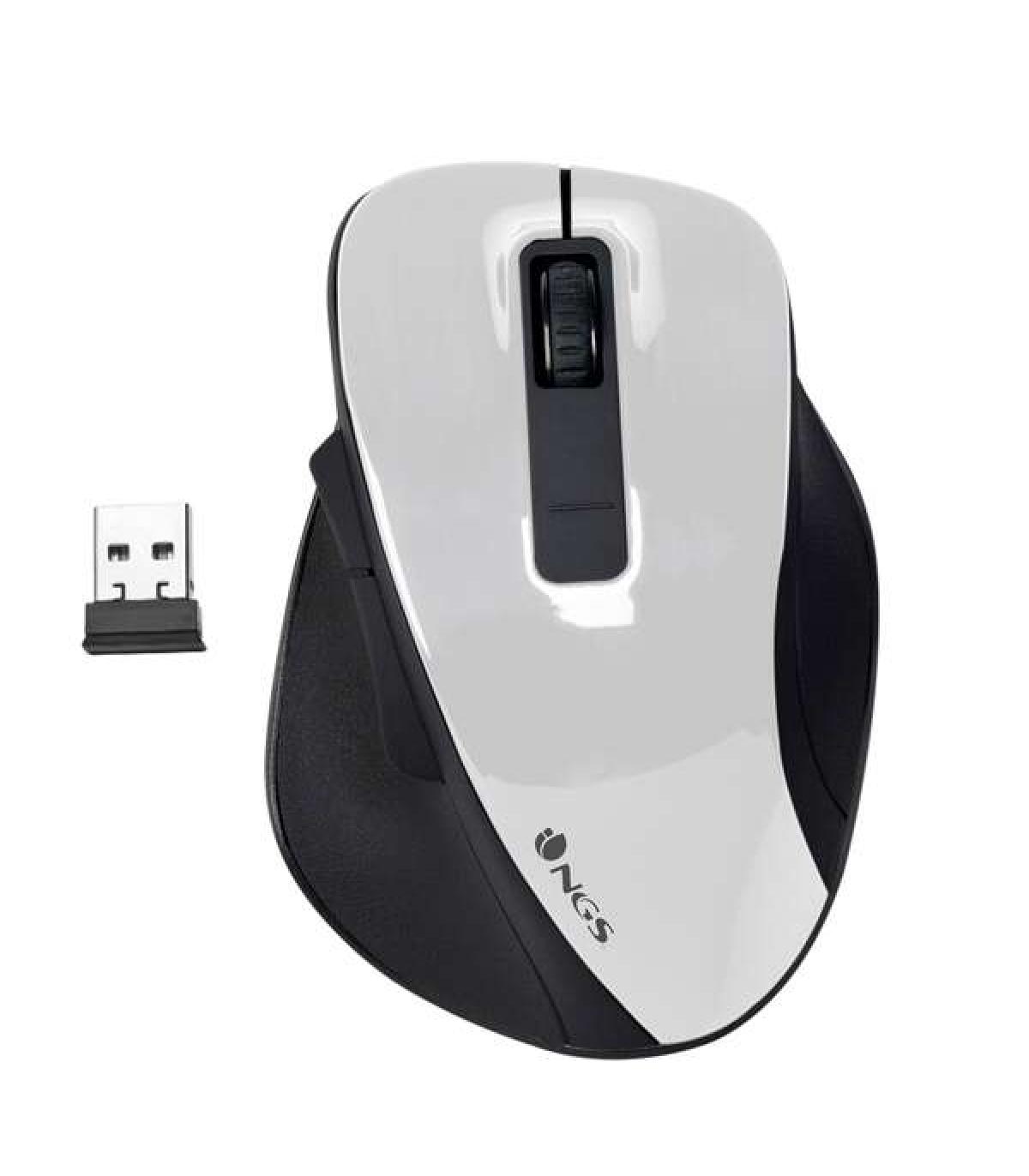 NGS Bow Raton Inalambrico USB 1600dpi - 4 Botones - Uso Diestro - Color Blanco/Negro