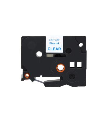 Brother TZe133 Cinta Laminada Generica de Etiquetas - Texto azul sobre fondo transparente - Ancho 12mm x 8 metros