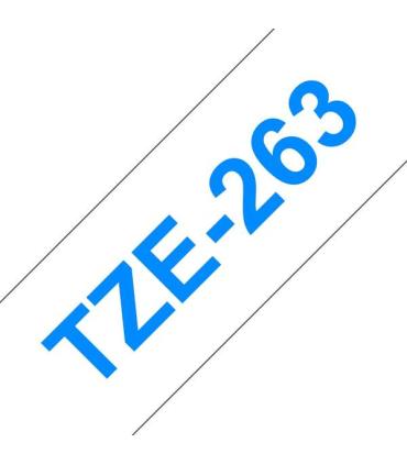 Brother TZe263 Cinta Laminada Generica de Etiquetas - Texto azul sobre fondo blanco - Ancho 36mm x 8 metros