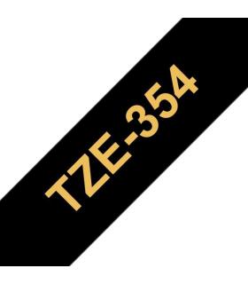 Brother TZe354 Cinta Laminada Generica de Etiquetas - Texto dorado sobre fondo negro - Ancho 24mm x 8 metros