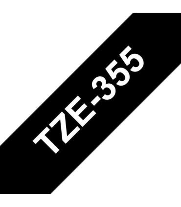 Brother TZe355 Cinta Laminada Generica de Etiquetas - Texto blanco sobre fondo negro - Ancho 24mm x 8 metros