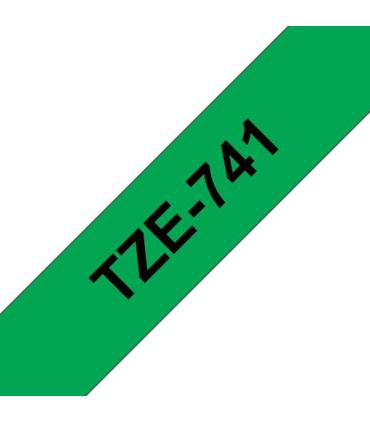 Brother TZe741 Cinta Laminada Generica de Etiquetas - Texto negro sobre fondo verde - Ancho 18mm x 8 metros