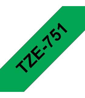 Brother TZe751 Cinta Laminada Generica de Etiquetas - Texto negro sobre fondo verde - Ancho 24mm x 8 metros