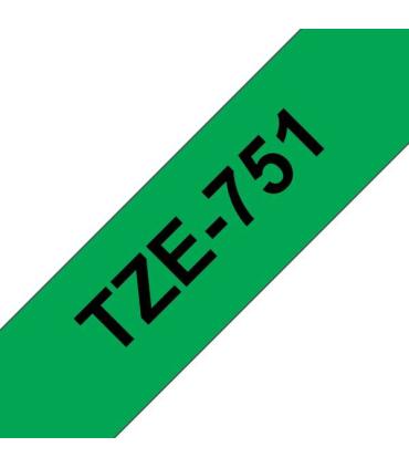 Brother TZe751 Cinta Laminada Generica de Etiquetas - Texto negro sobre fondo verde - Ancho 24mm x 8 metros