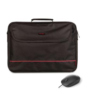 NGS Bureau Pack de Maletin para Portatil 16" + Raton USB 800dpi - Acolchado Interior - 2 Compartimentos y Bolsillo Exterior - Co