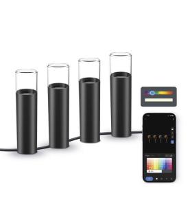 Ksix Pack 4 Smartled Outdoor Balizas RGBWIC - IP65 - Control por APP - Instalacion Facil