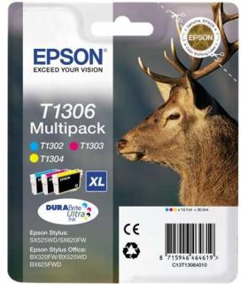 Epson T1306 Pack de 3 Cartuchos de Tinta Originales - Cian, Magenta, Amarillo - C13T13064012