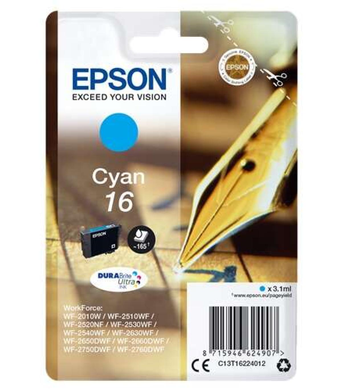 Epson T1622 Cyan Cartucho de Tinta Original - C13T16224012