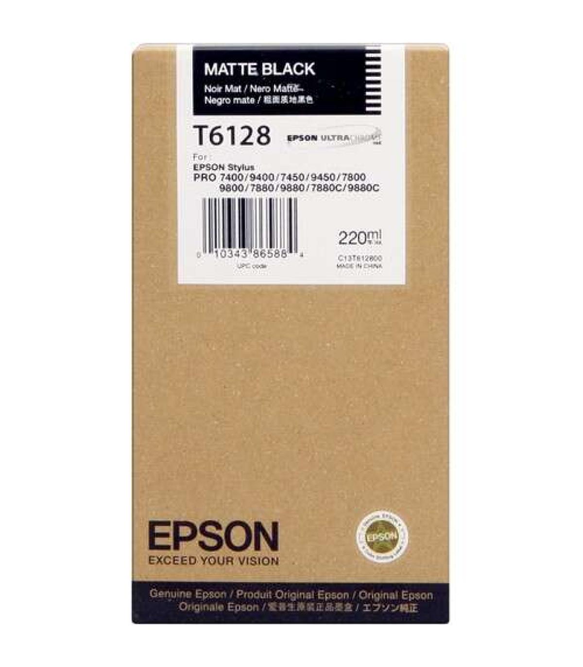 Epson T6128 Negro Mate Cartucho de Tinta Original - C13T612800