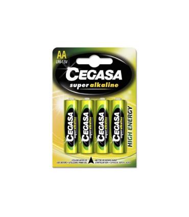 Cegasa Super Alkaline Pack de 4 Pilas LR6 AA - Alto Rendimiento - Fiabilidad - Tecnologia Avanzada