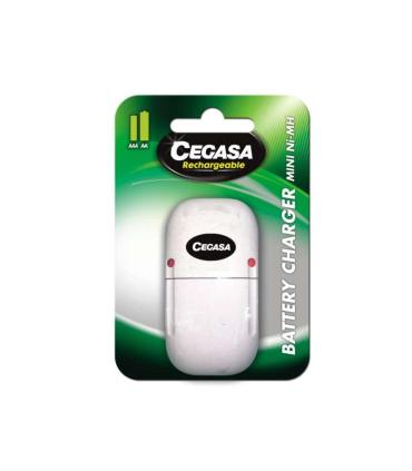 Cegasa Cargador Compacto de Pilas AA/AAA - Recargas Ilimitadas - Facil de Usar - Ideal para el Hogar - Color Blanco
