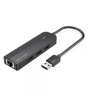 Vention HUB 5 en 1 USB 2.0 a 3xUSB2.0/MicroUSB/RJ45 - 0.15m - Color Negro