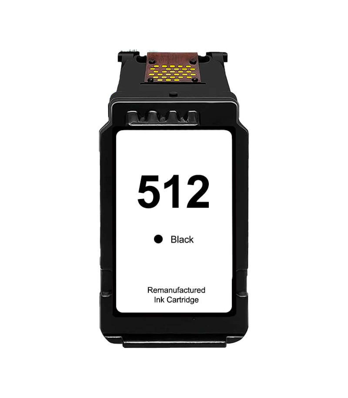 Canon PG512/PG510 Negro Cartucho de Tinta Remanufacturado - Muestra Nivel de Tinta - Reemplaza 2969B001/2970B001