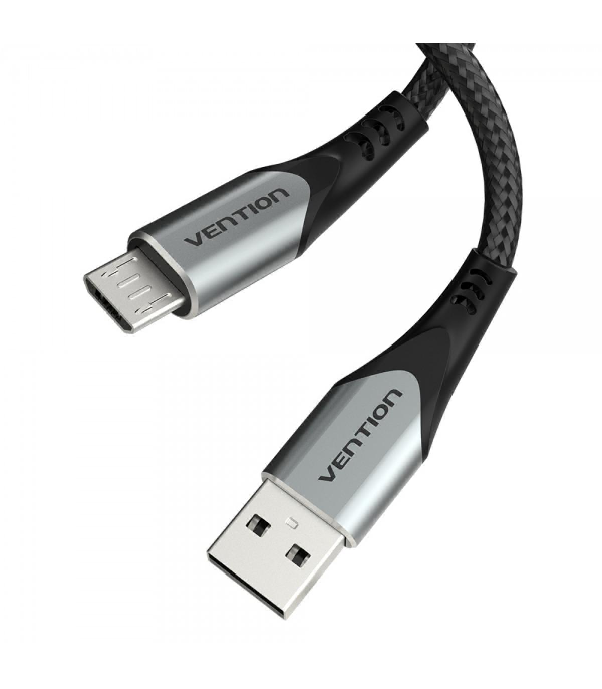 Vention Cable USB 2.0 Macho a MicroUSB Macho 60W 480Mbps - 3m - Color Gris