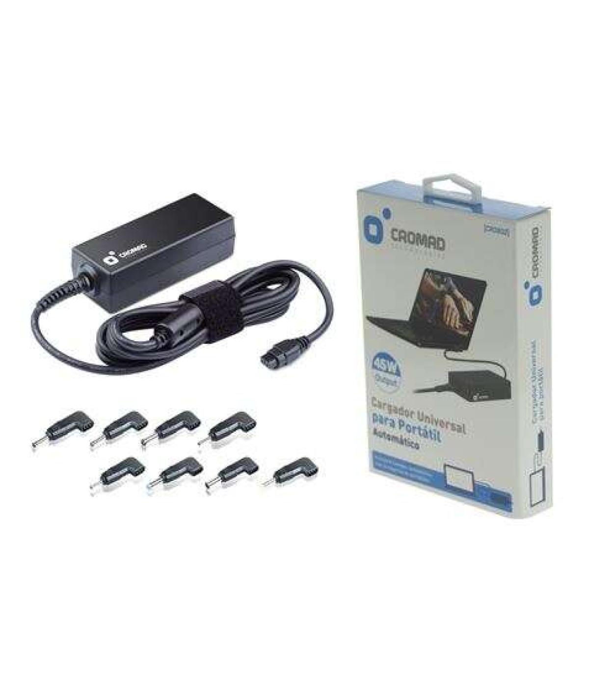 Cromad Cargador Universal Automatico para Portatil 45W - 8 Conectores Diferentes