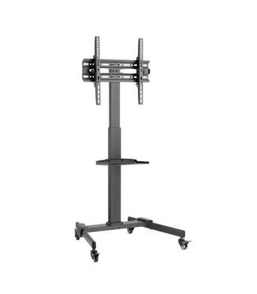 Cromad Soporte de Suelo con Ruedas para TV 32"-55" - Bloqueo de Ruedas - Ajustable en Altura - Bandeja Multiusos - Peso Max 35Kg