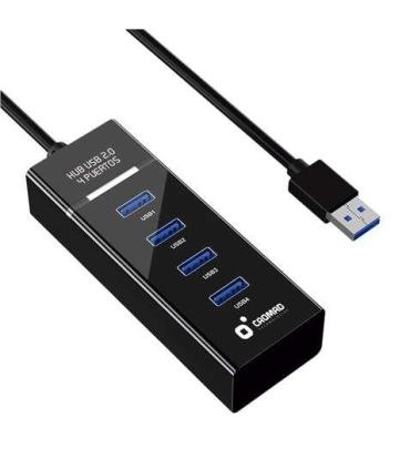 Cromad Cable USB 2.0 - Longitud 30cm - Indicador LED - Velocidad de Transferencia 480 Mbps - 4 Puertos - Sin Instalacion - Compa