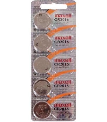 Maxell Pack de 5 Pilas Litio de Boton CR2016 3V