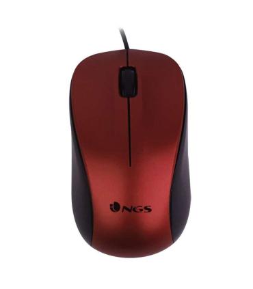 NGS Crew Raton USB 1200dpi - 3 Botones - Uso Ambidiestro - Cable de 1.30m - Color Rojo/Negro