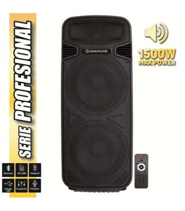 Coolsound Pro 500 Altavoz Autoamplificado Bluetooth 1500W 2x15" 450W RMS - USB, SD, Entrada Mic. Jack 6.3mm - Mando a Distancia