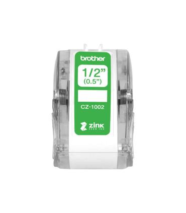Brother CZ1002 Rollo de Etiquetas Originales de Tamaño Personalizado - Ancho 12mm x 5 metros - Zero Ink
