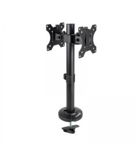 Tooq Soporte de Mesa para 2 Monitores de 17"-32" - Gestion de Cables - Peso Max 8kg x Brazo - VESA Max. 100x100mm - Color Negro