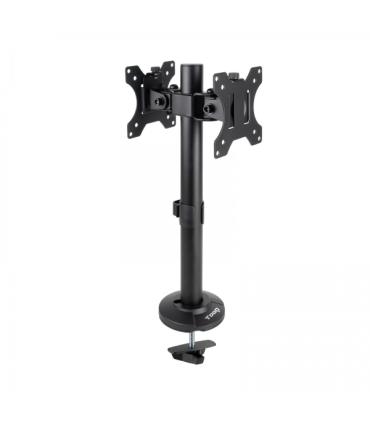 Tooq Soporte de Mesa para 2 Monitores de 17"-32" - Gestion de Cables - Peso Max 8kg x Brazo - VESA Max. 100x100mm - Color Negro