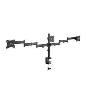 Tooq Soporte de Mesa con Brazos Articulados para 3 Monitores de 13"-27" - Giratorio e Inclinable - Gestion de Cables - Peso Max.