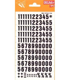 Apli Numeros Transferibles - 12mm - Facil Aplicacion - Negros Intensos - 133 Caracteres - Negro
