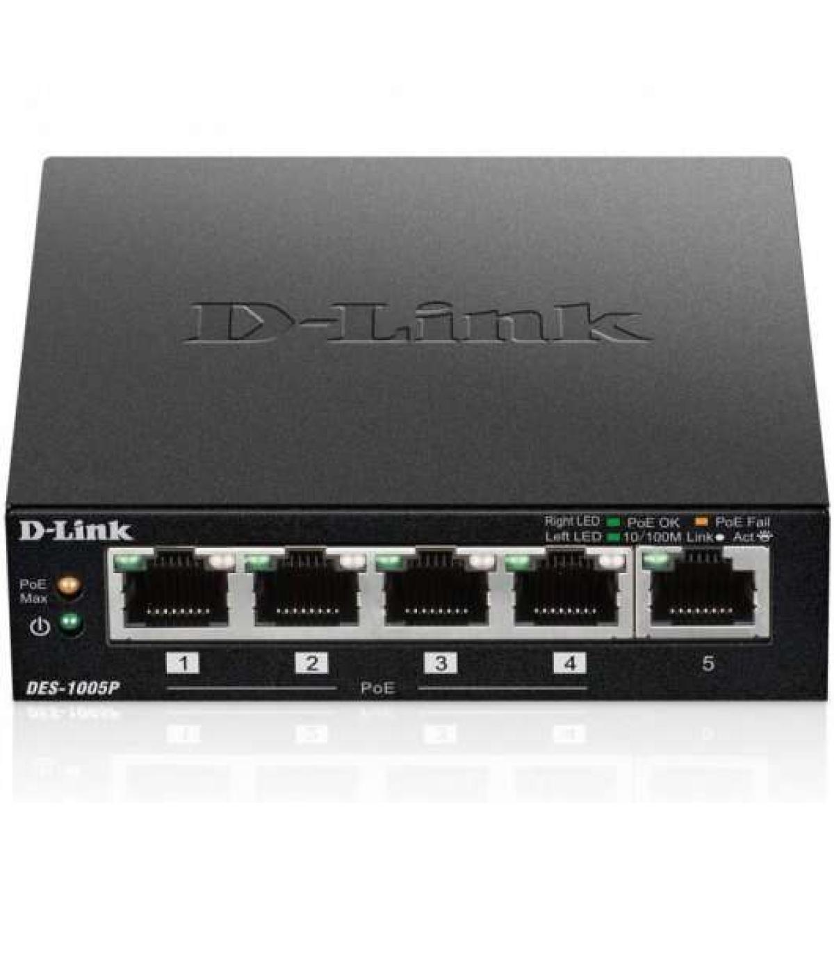 D-Link Switch 5 Puertos Fast Ethernet 1 Puerto Habilitado para PoE
