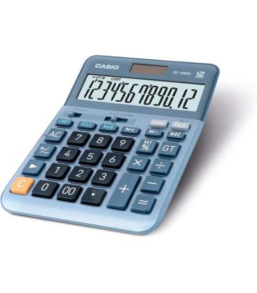 Casio DF-120EM Calculadora de Sobremesa - Pantalla Extragrande de 12 Digitos - Alimentacion Solar y Pilas - Color Azul