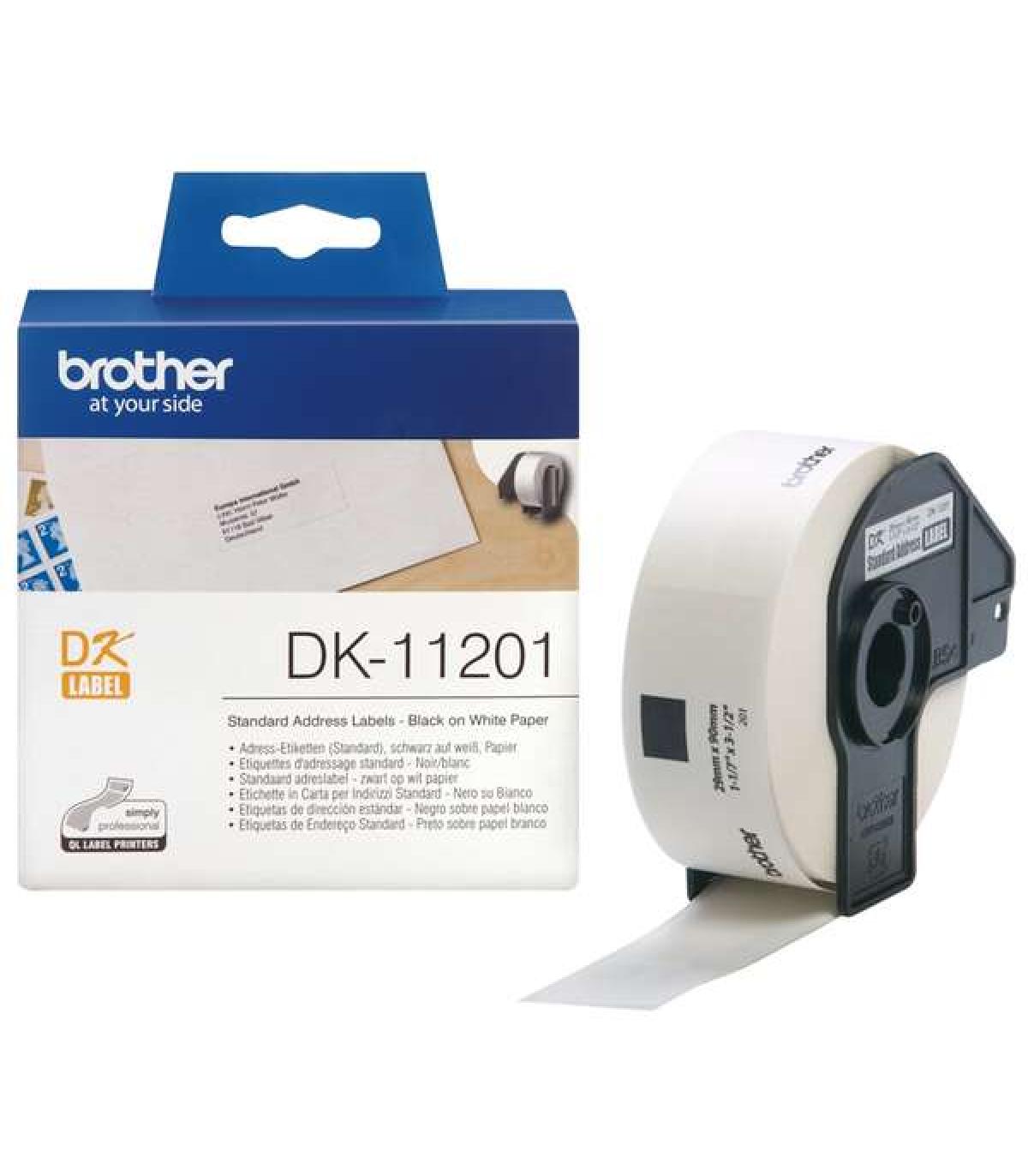 Brother DK11201 - Etiquetas Originales Precortadas de Direccion - 29x90 mm - 400 Unidades - Texto negro sobre fondo blanco