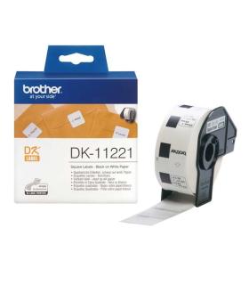 Brother DK11221 - Etiquetas Originales Precortadas Cuadradas - 23x23 mm - 1000 Unidades - Texto negro sobre fondo blanco